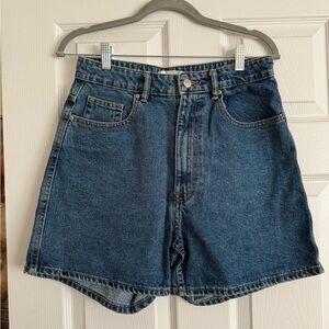 Zara Dark Blue High-Rise Denim Shorts